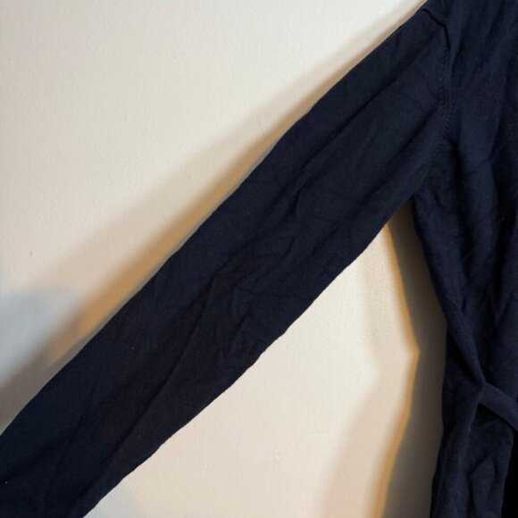 ZARA Knit Navy Open Front Long Sleeve Belted Cardigan Size L - Picture 4 of 7